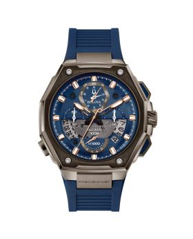 Precisionist X Bulova 262Khz 98B357 Chrono Uomo Cinturino Caucciù Acciaio Blu
